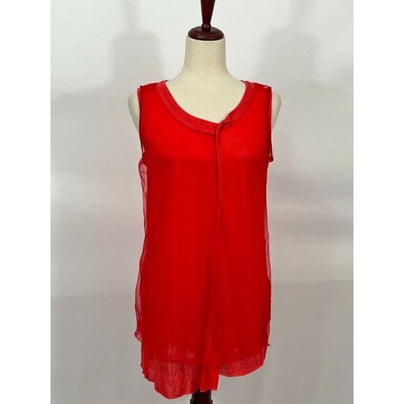 RUNDHOLZ Black Label Sz L Large Red Layered Tulle Tank Top Sleeveless NWT - Picture 7 of 9